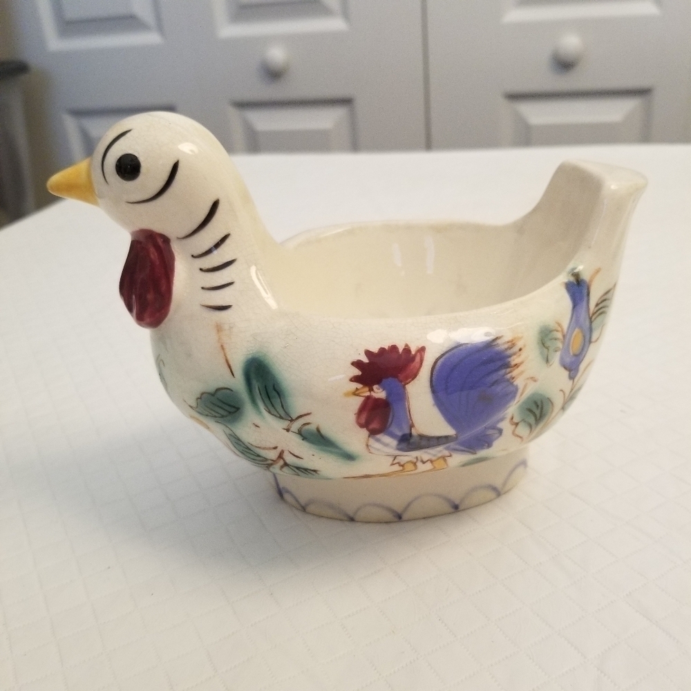 Vintage Nasco Japan Hand Painted Ceramic Rooster  Crackle Finish